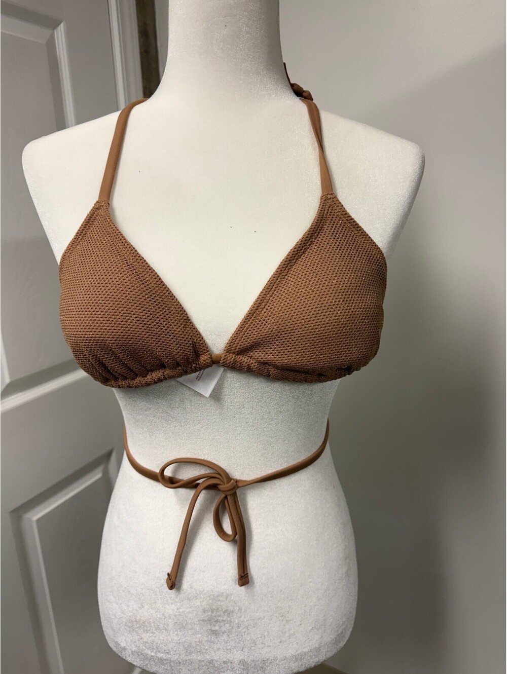 Shade & Shore Brown Rust Shimmer Triangle Bikini Top Size XS